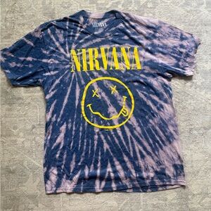 Custom Tie-Dyed NIRVANA Blue and Purple Band Tee